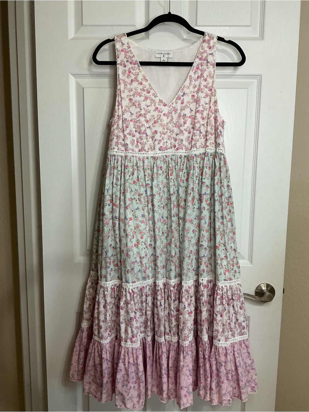 LoveShackFancy for Target Floral Tiered V‑Neck Dress - Picture 3 of 6